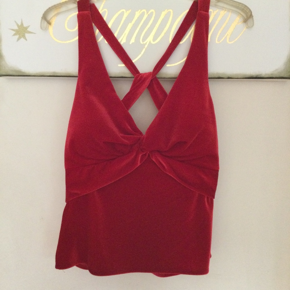 NIKI Bright red Sexy Velvet Holiday top Size Small